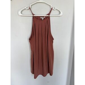 Green Envelope Los Angeles Terracotta Rust High Neck Pleated Halter Tank Top M